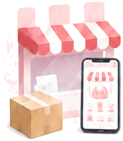 ショップとスマホ出品のイラスト