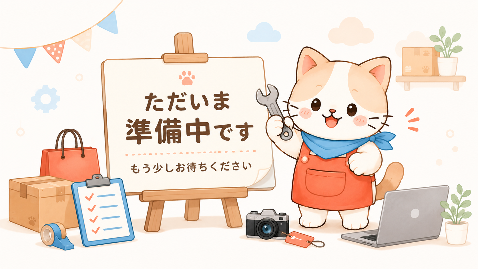 工具を持つパスにゃん。ただいま準備中です