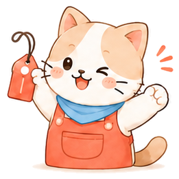値札を持つパスにゃん