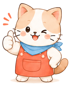 親指を立てて自信ありげなパスにゃん